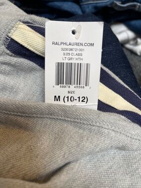 Ralph Lauren Light Gray Shorts with Navy & Cream Stripe